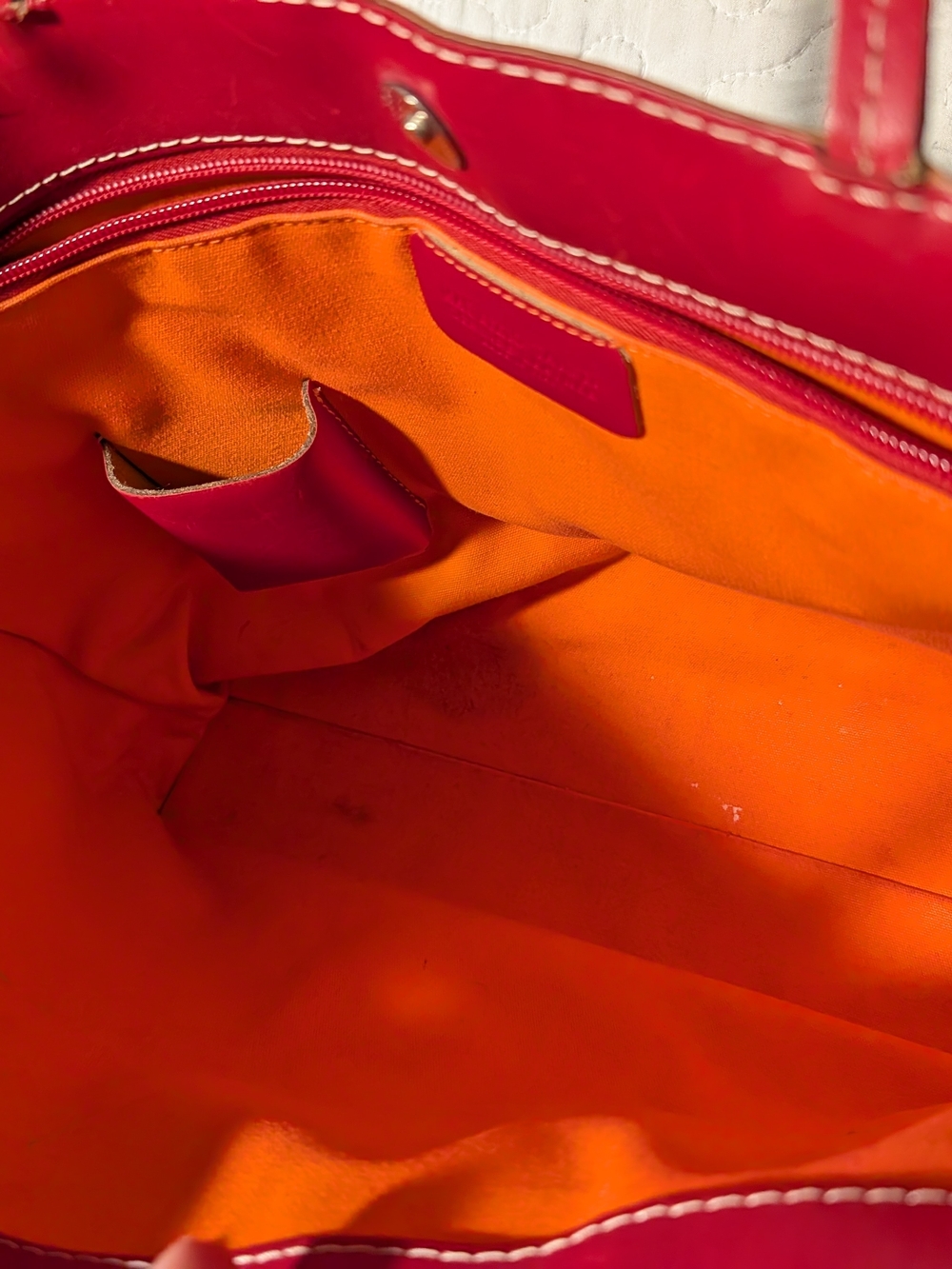 Maurizio Taiuti Leather Striped Tote in Brown and Red - Picture 5 of 8